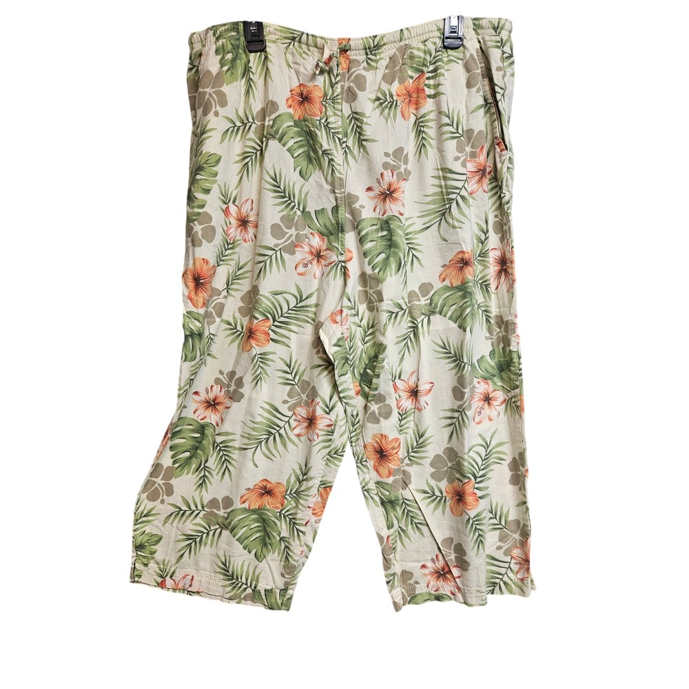 Fashion Bug Womens Plus 22/24 Tropical Hibiscus Floral Cropped Wide Leg Pants